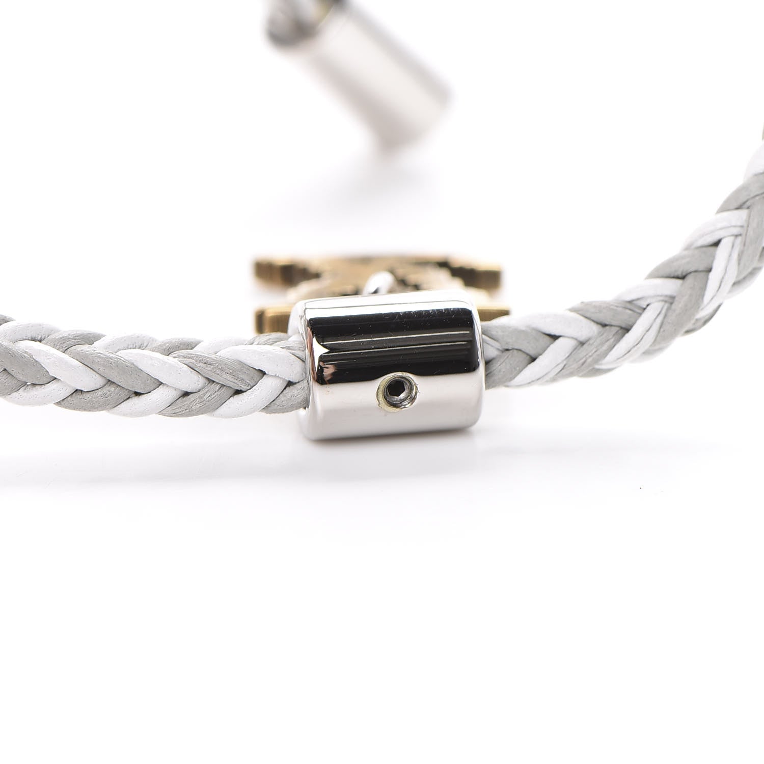 Louis Vuitton Calfskin Mens Charm Friendship Bracelet White 5 of 6