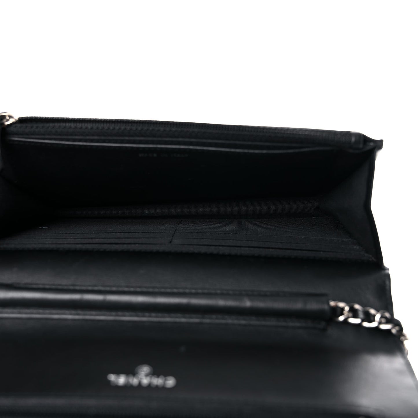 Lambskin Diamond Stitched Wallet On Chain WOC Black