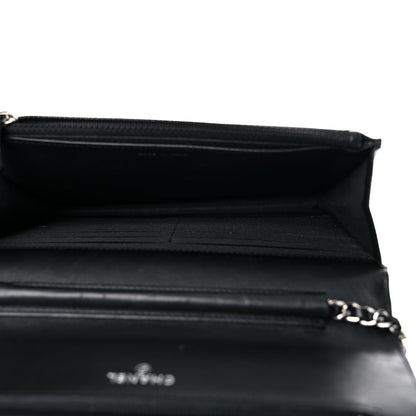 Chanel Lambskin Diamond Stitched Wallet On Chain WOC Black 5 of 23