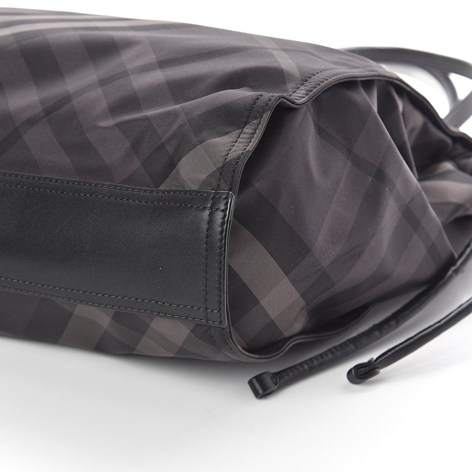 Burberry Nylon Check Small Buckleigh Packable Tote Charcoal 8 of 8