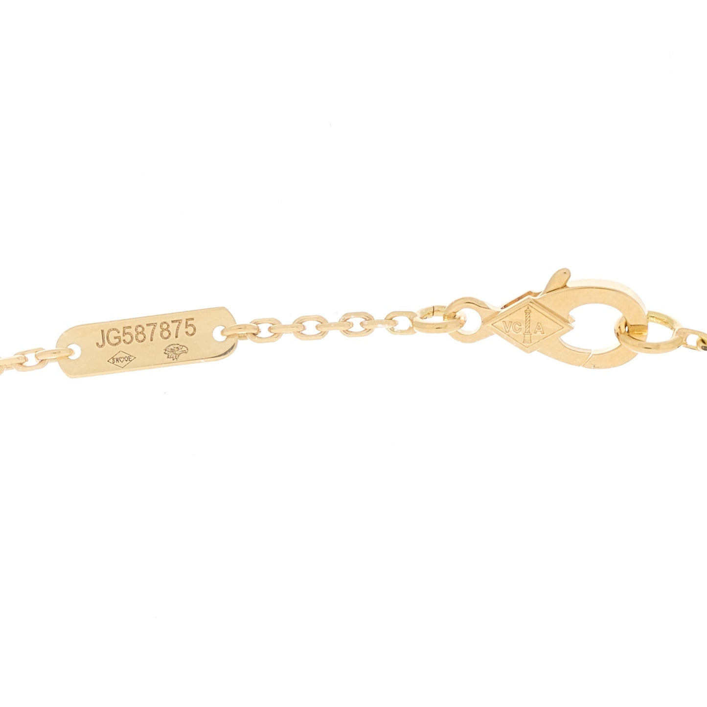 18K Yellow Gold Guilloche Vintage Alhambra Pendant Necklace