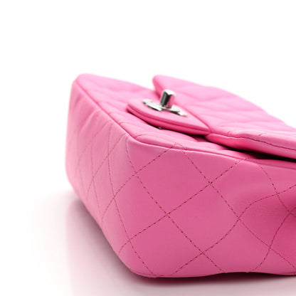 Chanel Lambskin Quilted Mini Rectangular Flap Neon Pink 9 of 10