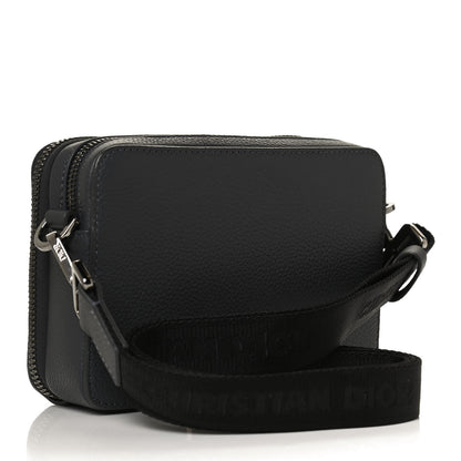 Christian Dior Grained Calfskin Double Zip Crossbody Pouch Black 2 of 9