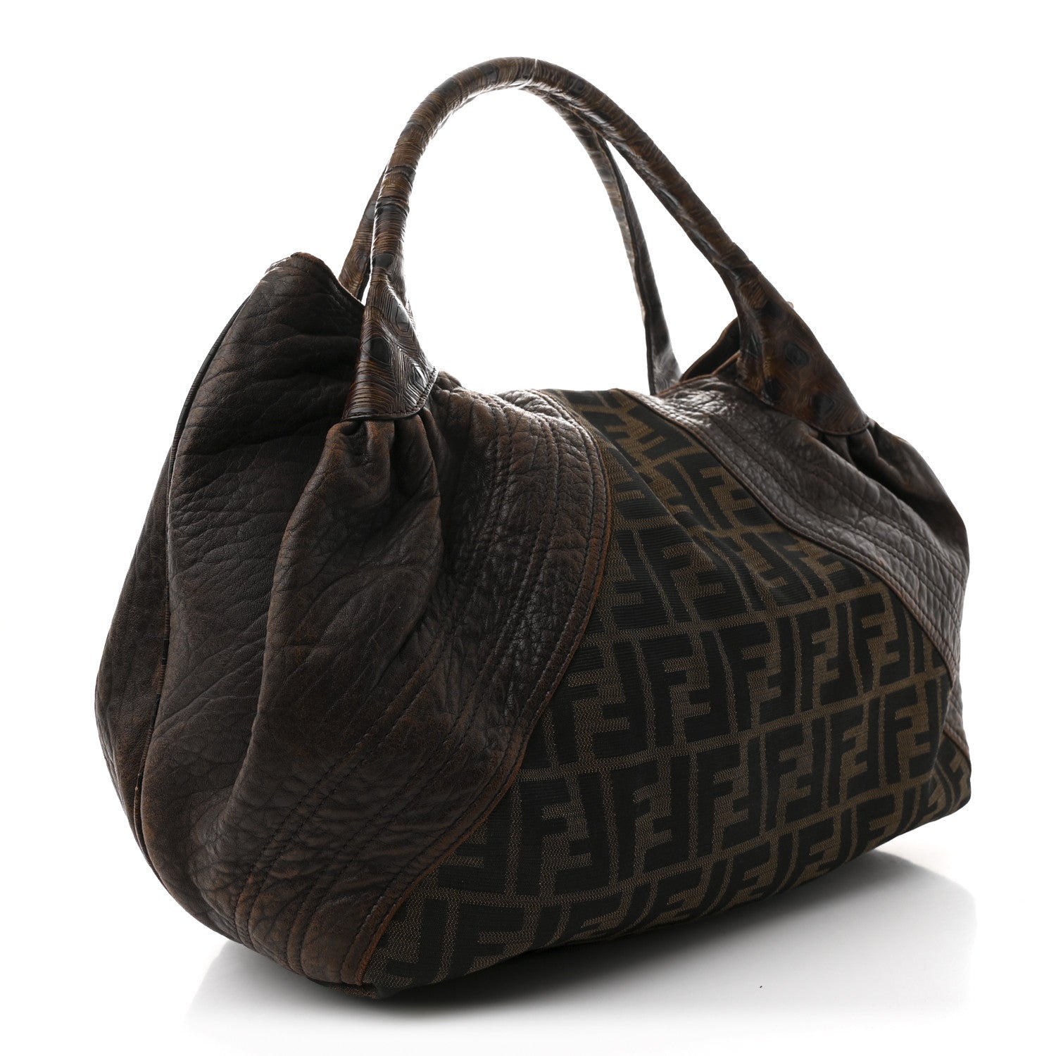 Fendi Zucca Nappa Nuvolata Vitello Tortuga Spy Tobacco Moro 3 of 12