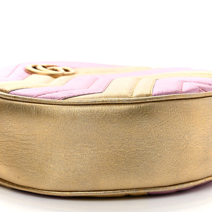 Gucci Metallic Nappa Matelasse Heart Mini GG Marmont Round Shoulder Bag Oro Vecchio Rosa 9 of 10