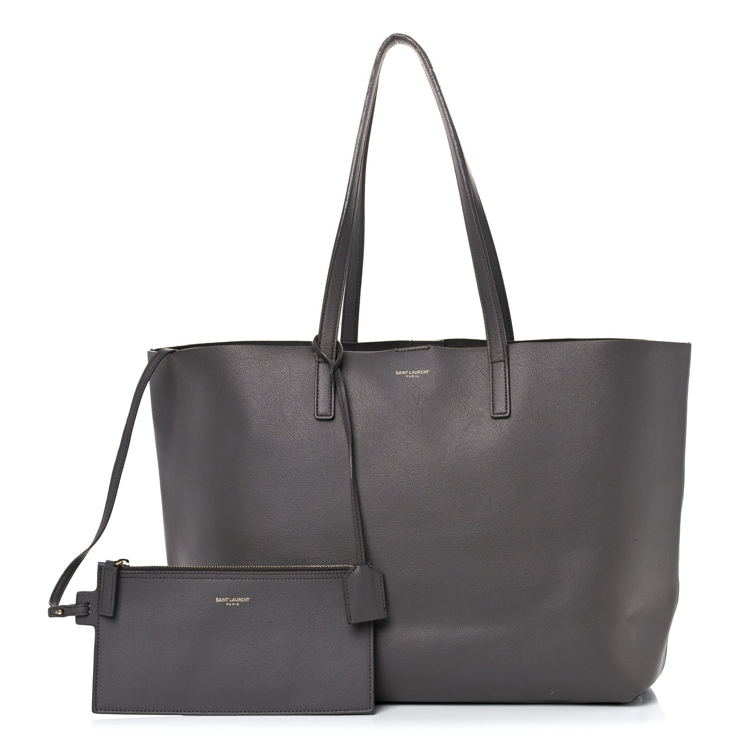 Saint Laurent Calfskin Large Shopping Tote Dark Grey 1 of 27
