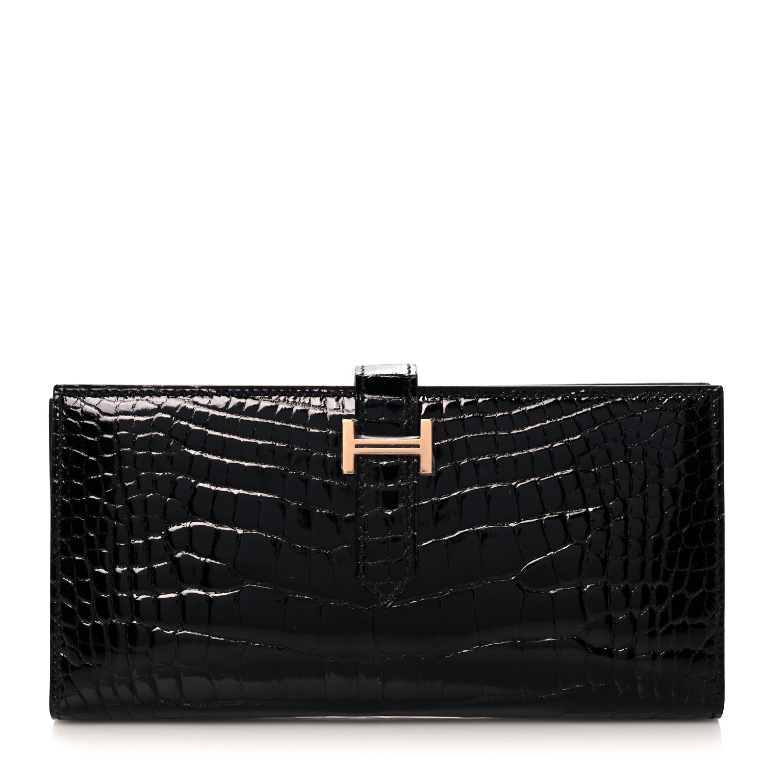 Hermes Shiny Niloticus Crocodile Bearn Wallet Black 1 of 10