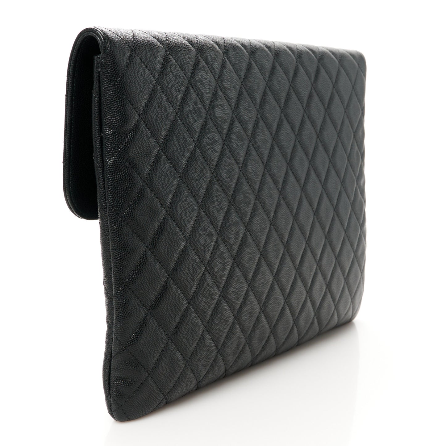 Caviar Quilted Large Golden Class Pouch Black