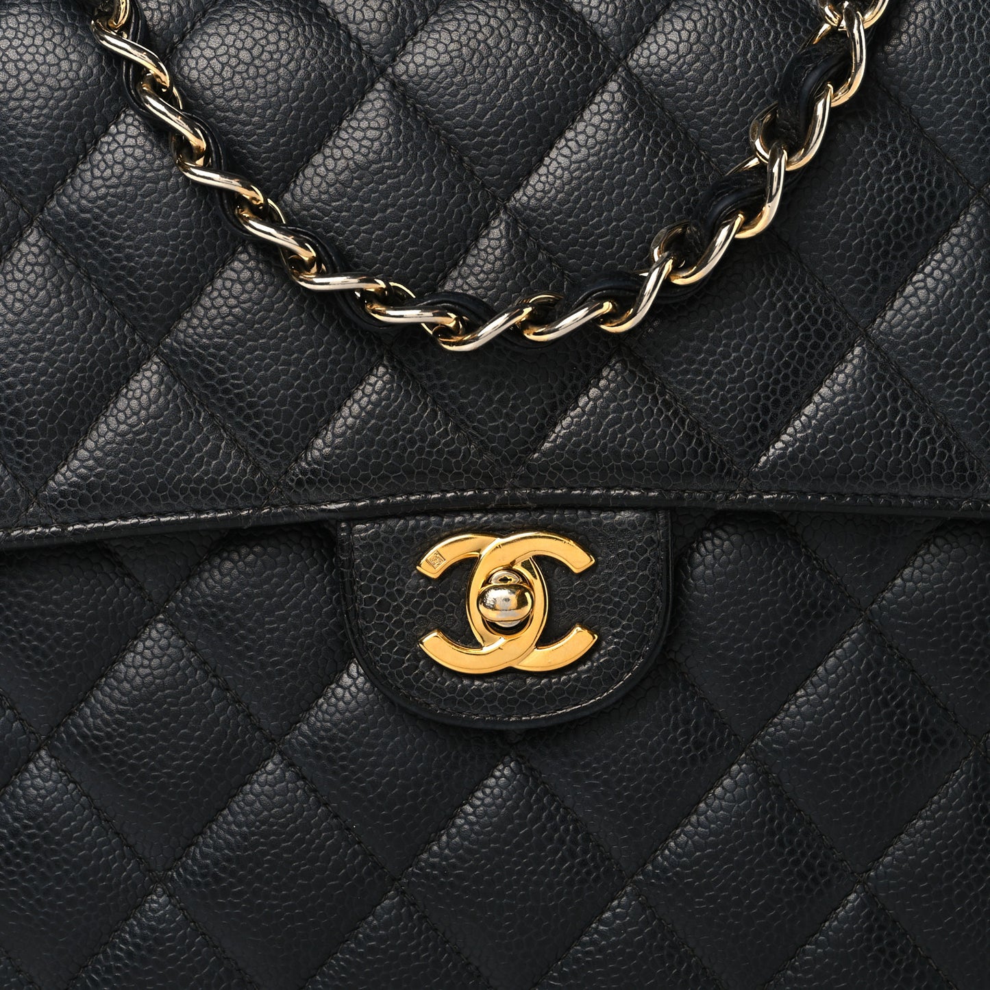 Caviar Jumbo Single Flap Black