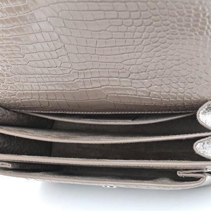 Saint Laurent Calfskin Crocodile Embossed Medium Monogram Sunset Dark Beige 5 of 9
