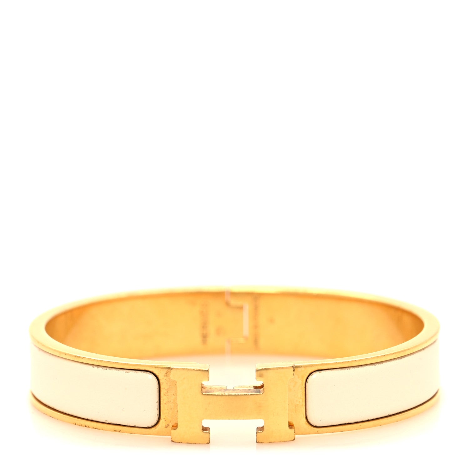 Hermes Enamel Narrow Clic Clac H Bracelet GM Craie 1 of 4