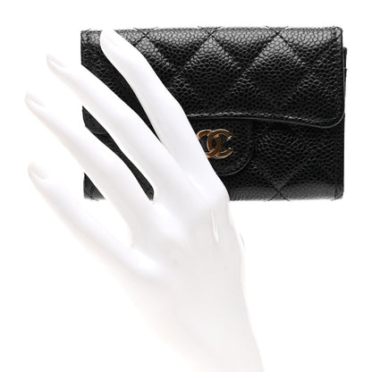 Chanel Caviar Quilted Flap Card Holder Wallet Black 2 of 9