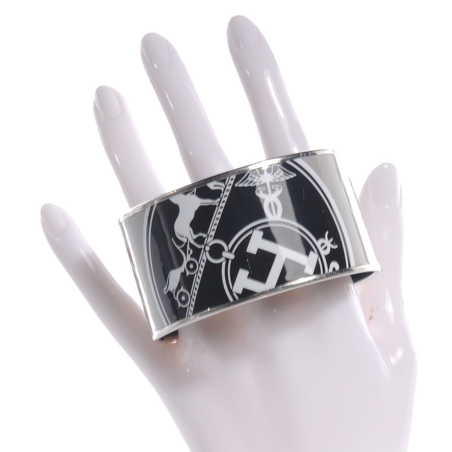 Hermes Enamel Printed Ex Libris Extra Wide Bracelet 70 2 of 5