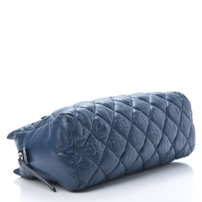 Chanel Nylon Quilted Cocoon Cosmetic Case Dark Blue 4 of 8