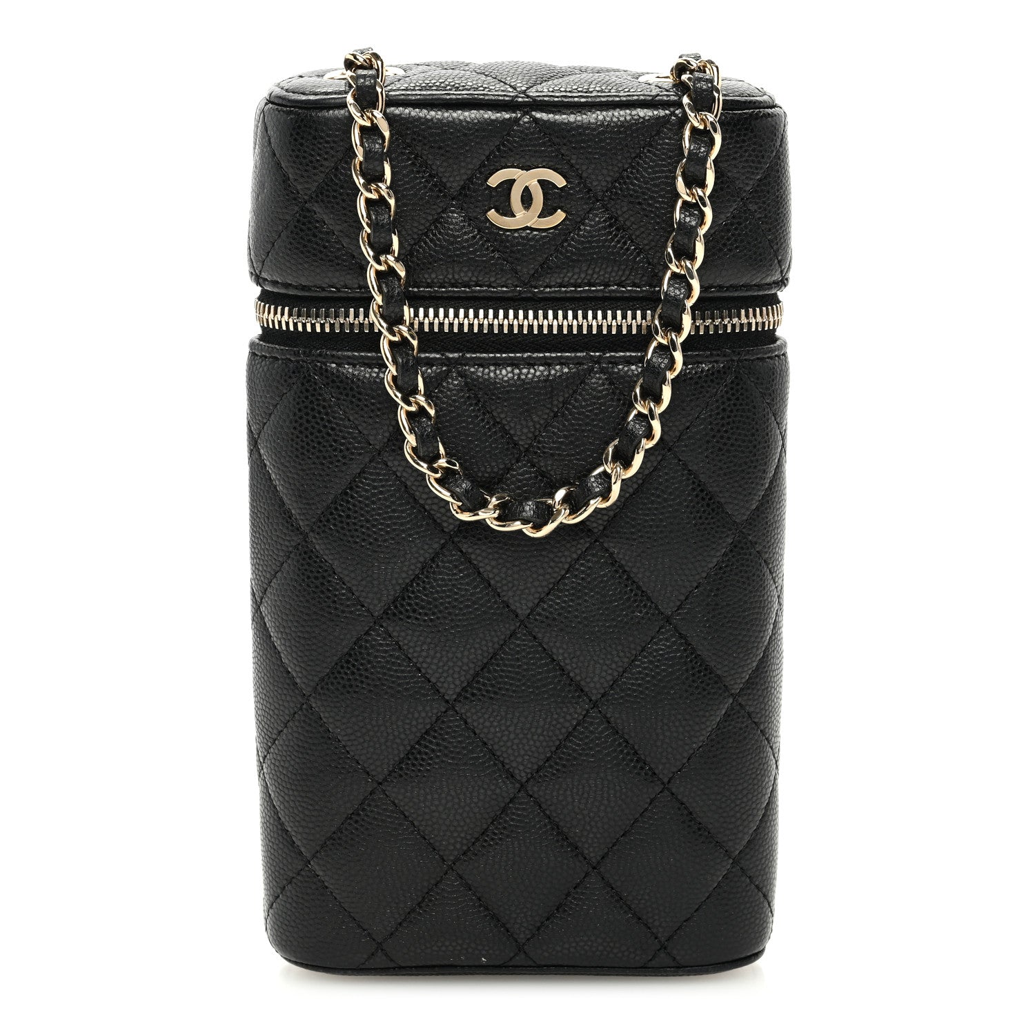 Chanel Caviar Quilted Phone Holder With Chain Black 1 of 10