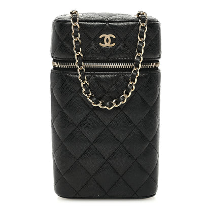 Chanel Caviar Quilted Phone Holder With Chain Black 1 of 10