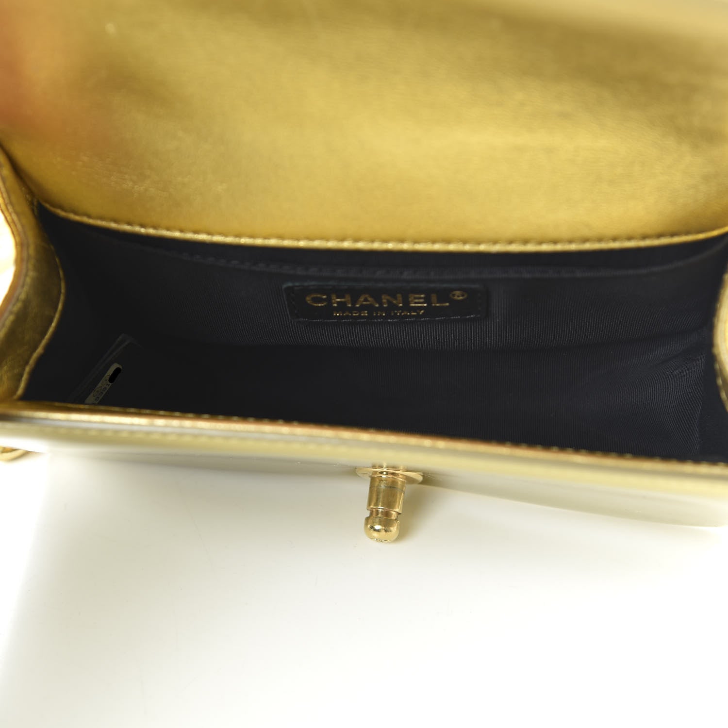 Chanel Metallic Patent Calfskin Quilted Small Boy Flap Gold 5 of 11