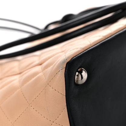Chanel Calfskin Quilted Large Cambon Tote Beige Black 10 of 21