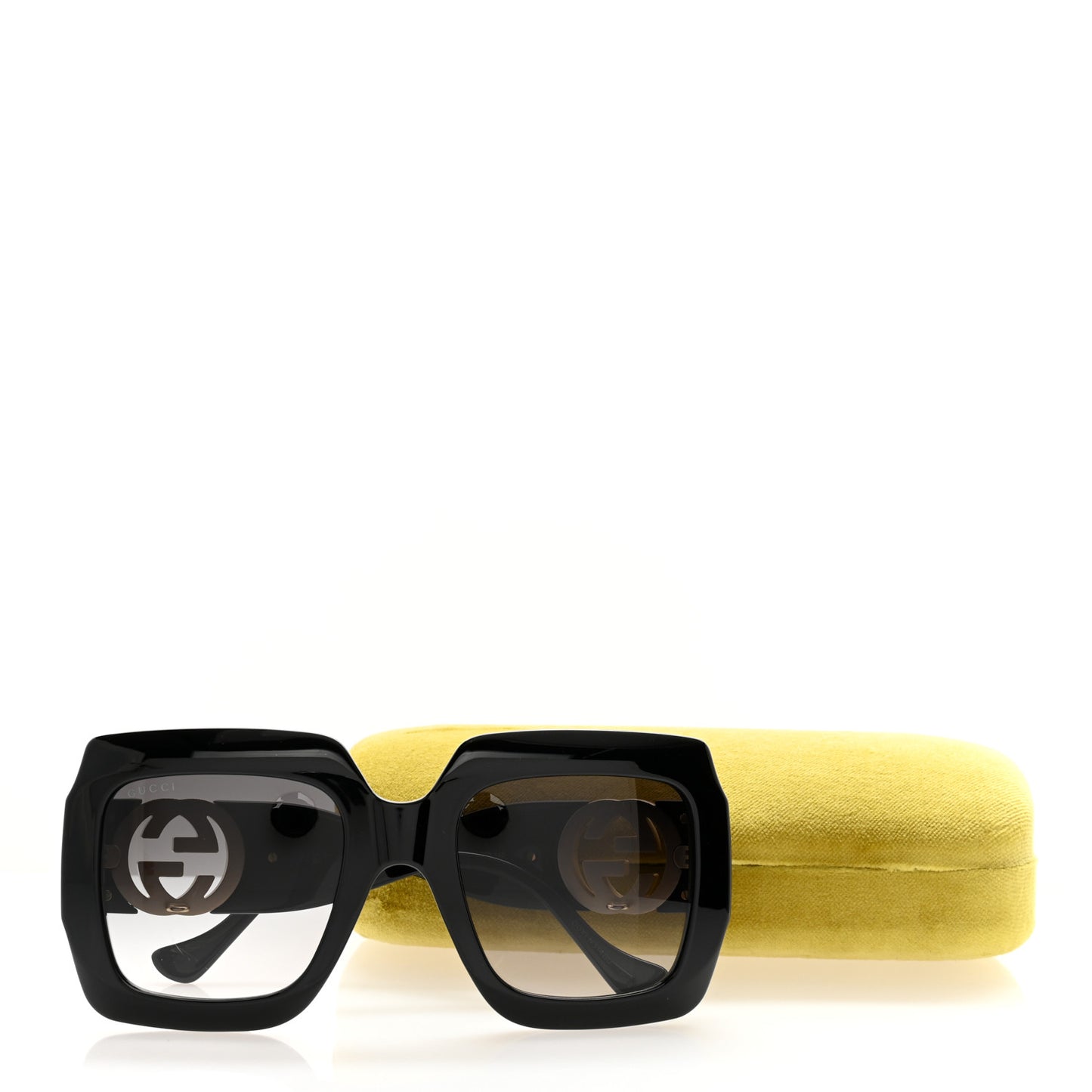 Acetate Rectangular Frame Chain Sunglasses GG1022S Black