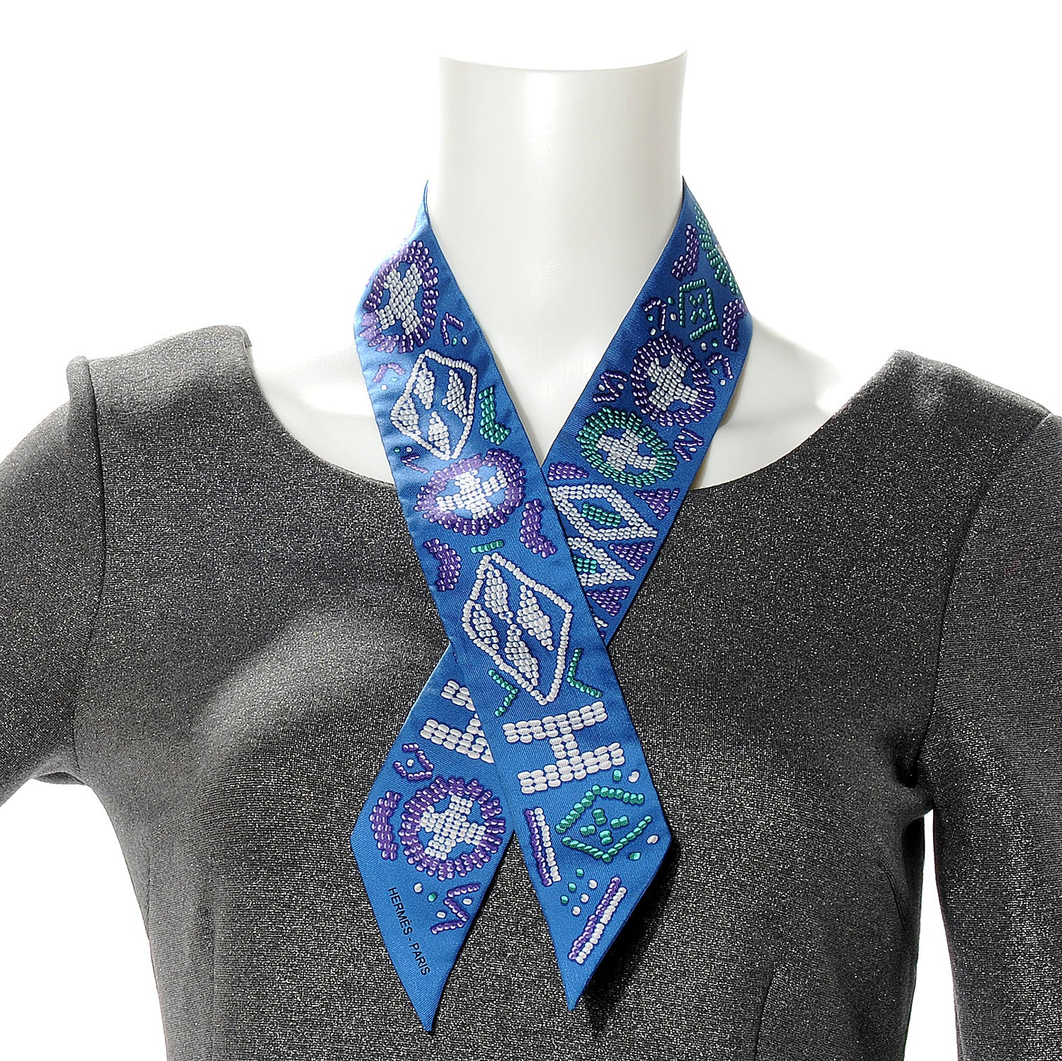 Hermes Silk Kelly En Perles Twilly Bleu 3 of 6