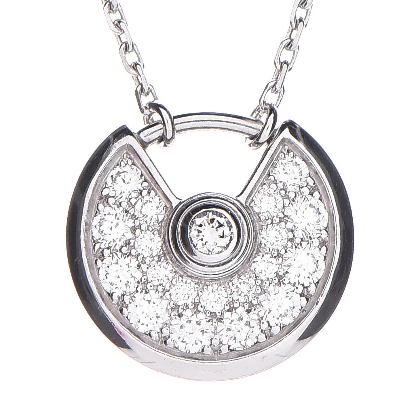 18K White Gold Diamond XS Amulette de Pendant Necklace