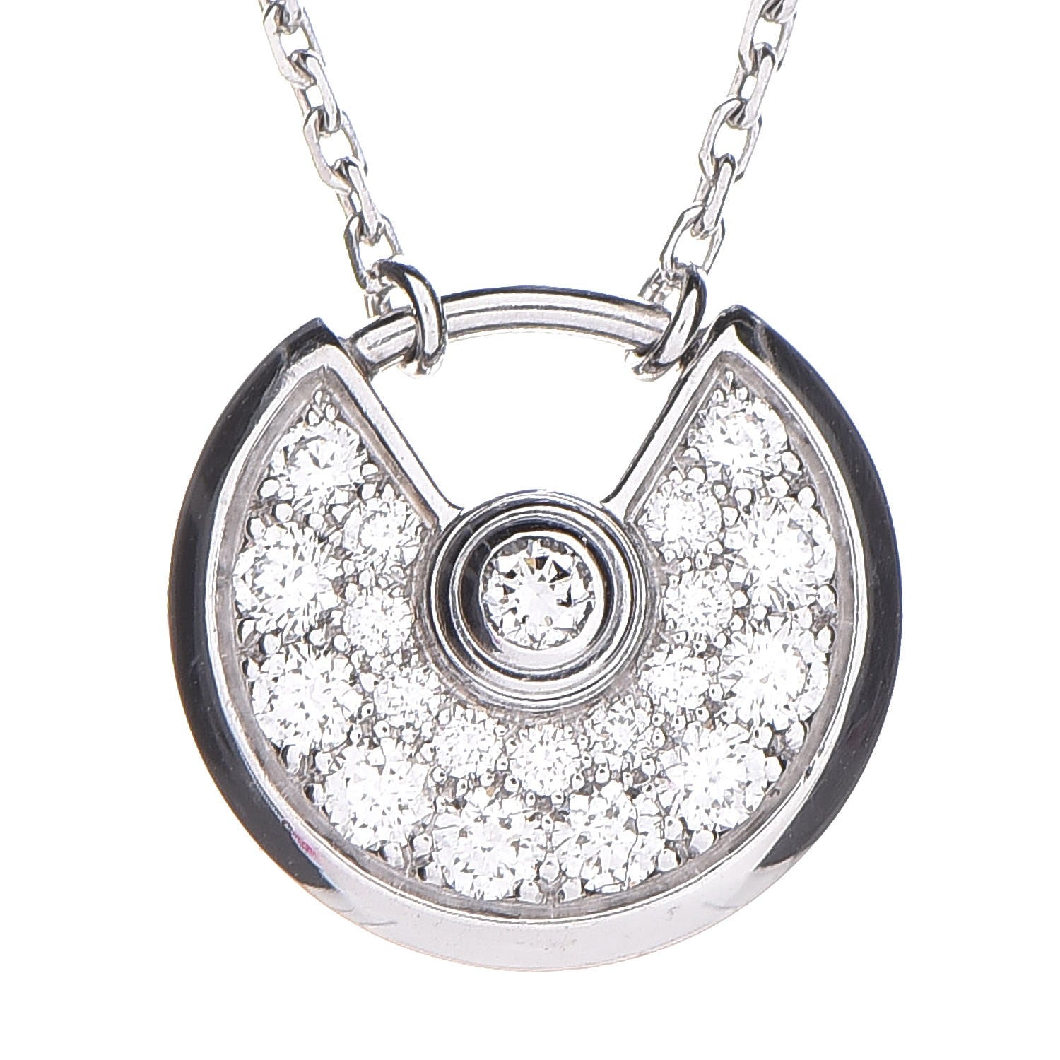 Cartier 18K White Gold Diamond XS Amulette de Pendant Necklace 4 of 7