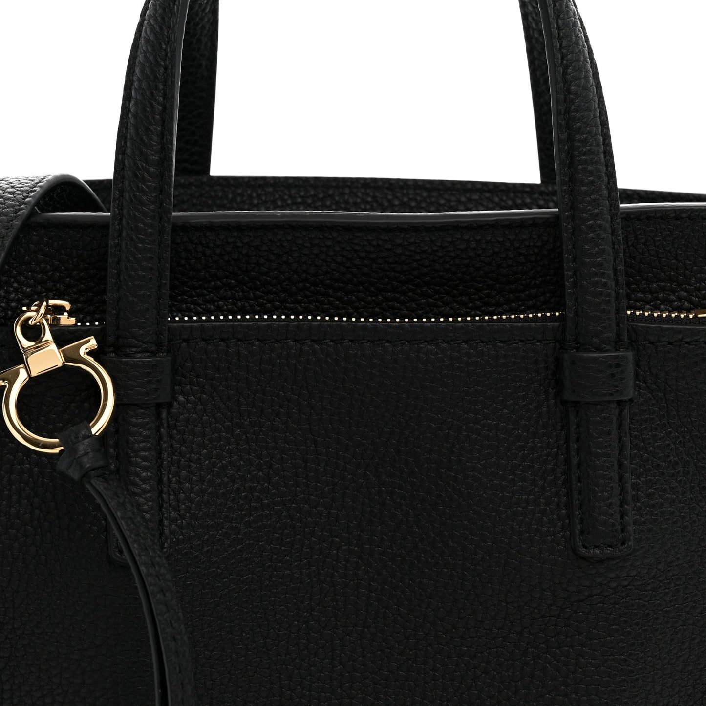 Hammered Calfskin Double Handle Small Amy Tote  Black