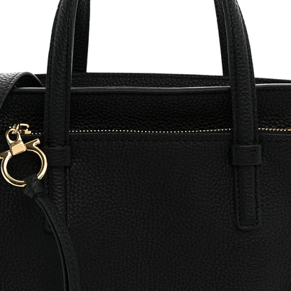 Salvatore Ferragamo Hammered Calfskin Double Handle Small Amy Tote  Black 7 of 9