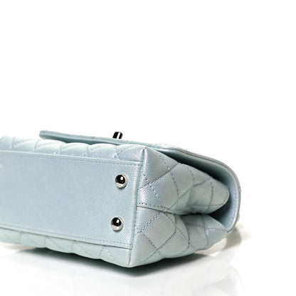 Chanel Iridescent Caviar Quilted Extra Mini Coco Handle Flap Light Blue 11 of 12