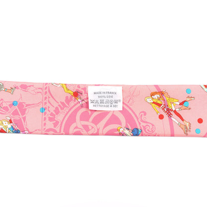 Hermes Silk Ex-Libris Les Parisie Twilly Rose Malabar Jaune 2 of 4