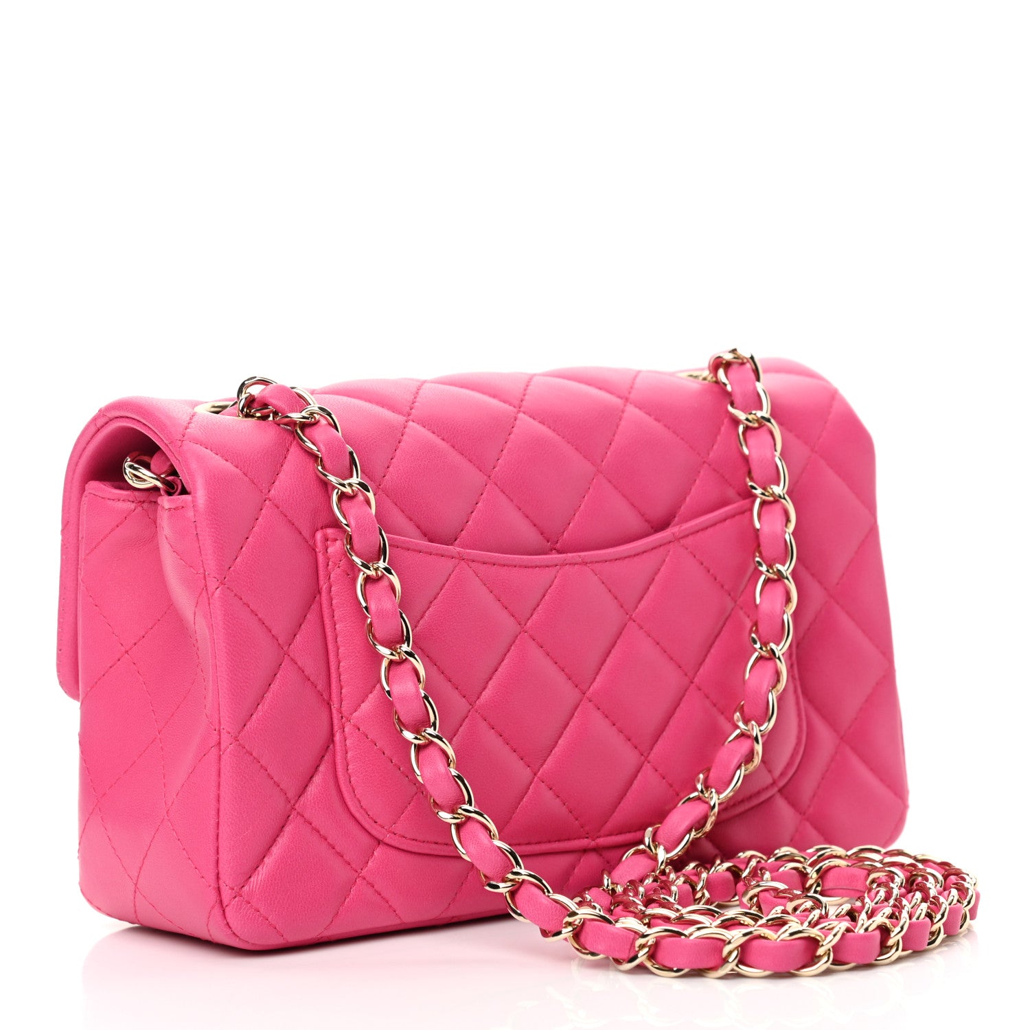 Chanel Lambskin Quilted Mini Rectangular Flap Fuchsia 4 of 20