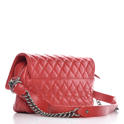 Chanel Crumpled Calfskin Quilted Medium Casual Rock Flap Red 3 of 22