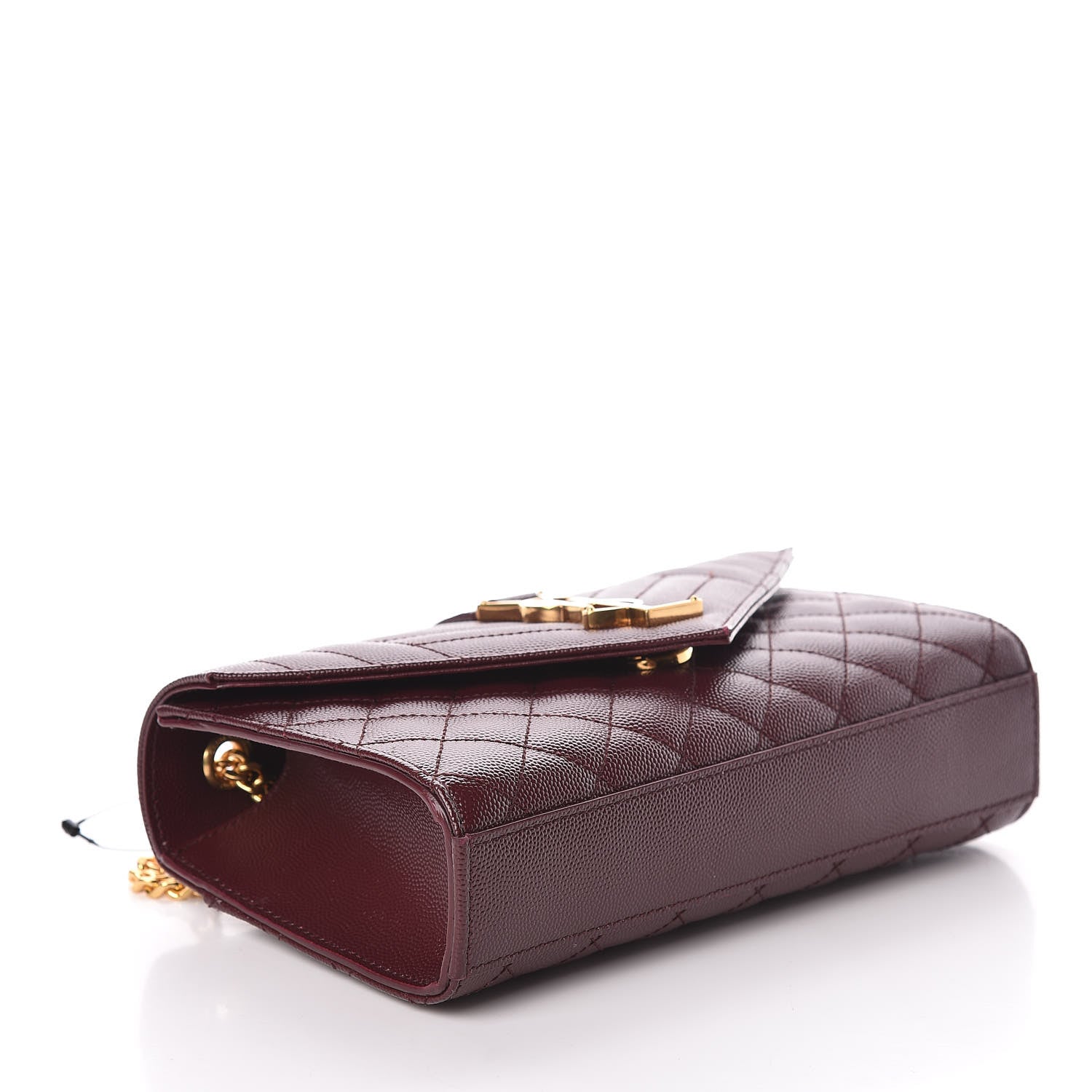 Saint Laurent Grain De Poudre Textured Mixed Matelasse Triquilt Small Monogram Satchel Burgundy 4 of 8