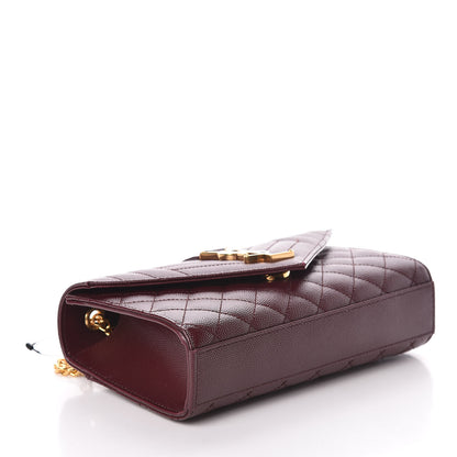 Saint Laurent Grain De Poudre Textured Mixed Matelasse Triquilt Small Monogram Satchel Burgundy 4 of 8