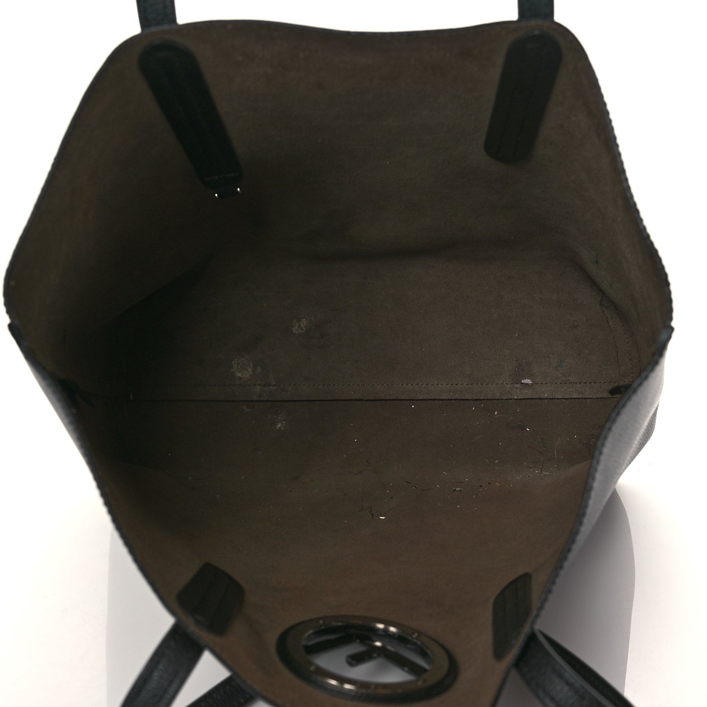 Vitello Vienna Enamel F is Fendi Shopping Tote Black Taupe