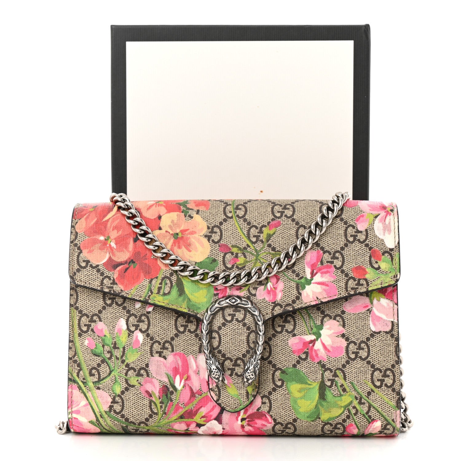 Gucci GG Supreme Monogram Blooms Mini Dionysus Chain Wallet Beige Multicolor Dry Rose 11 of 11