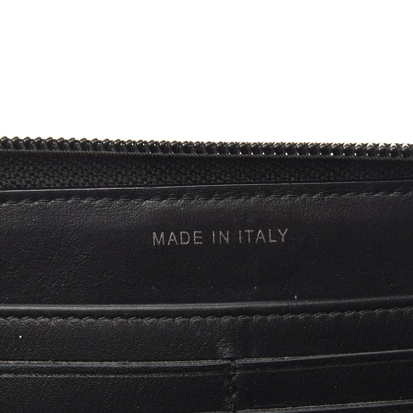 Calfskin Painted Chevron Embossed Large Boy Zip Wallet Black