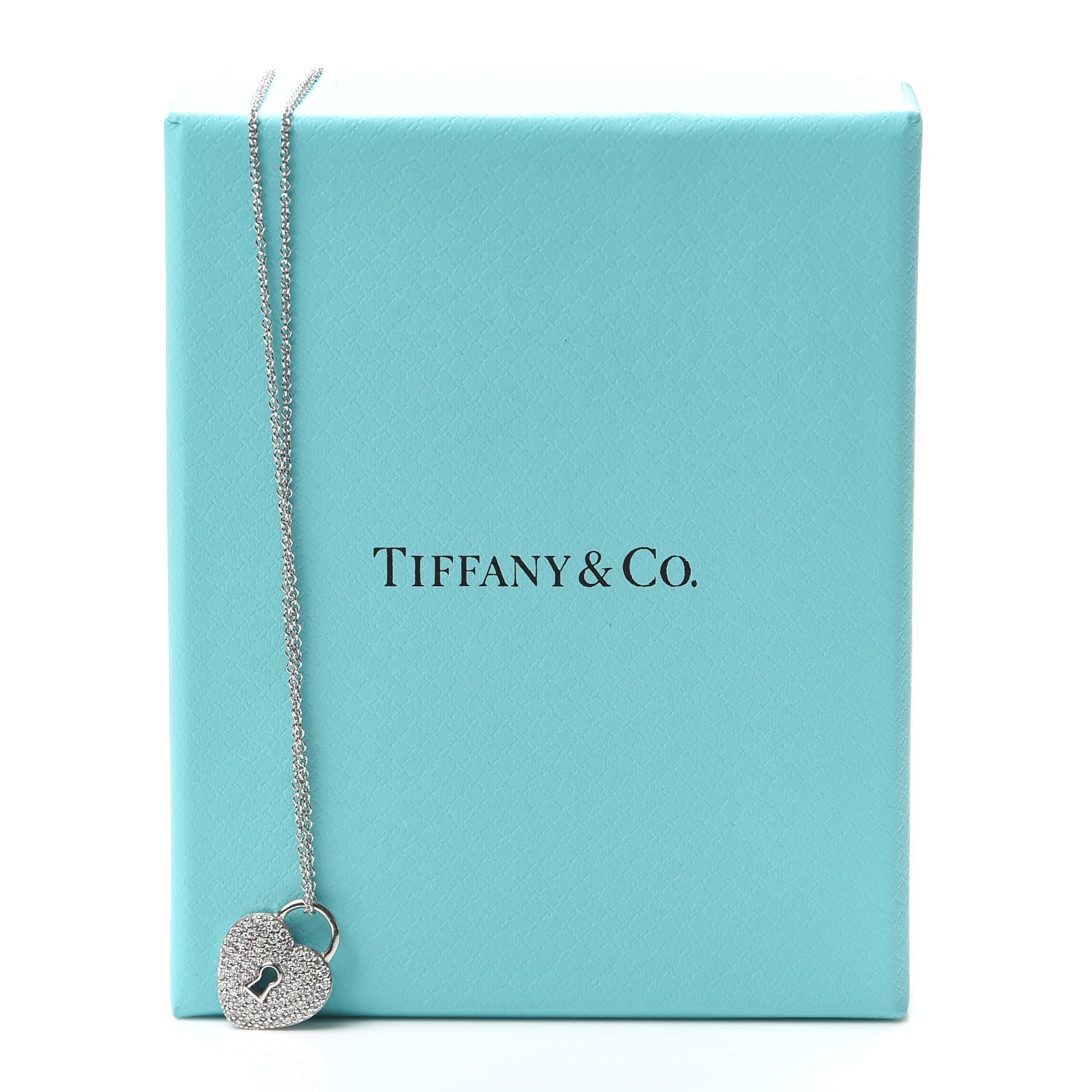 Tiffany Platinum Diamond Small Heart Lock Pendant Necklace 6 of 6