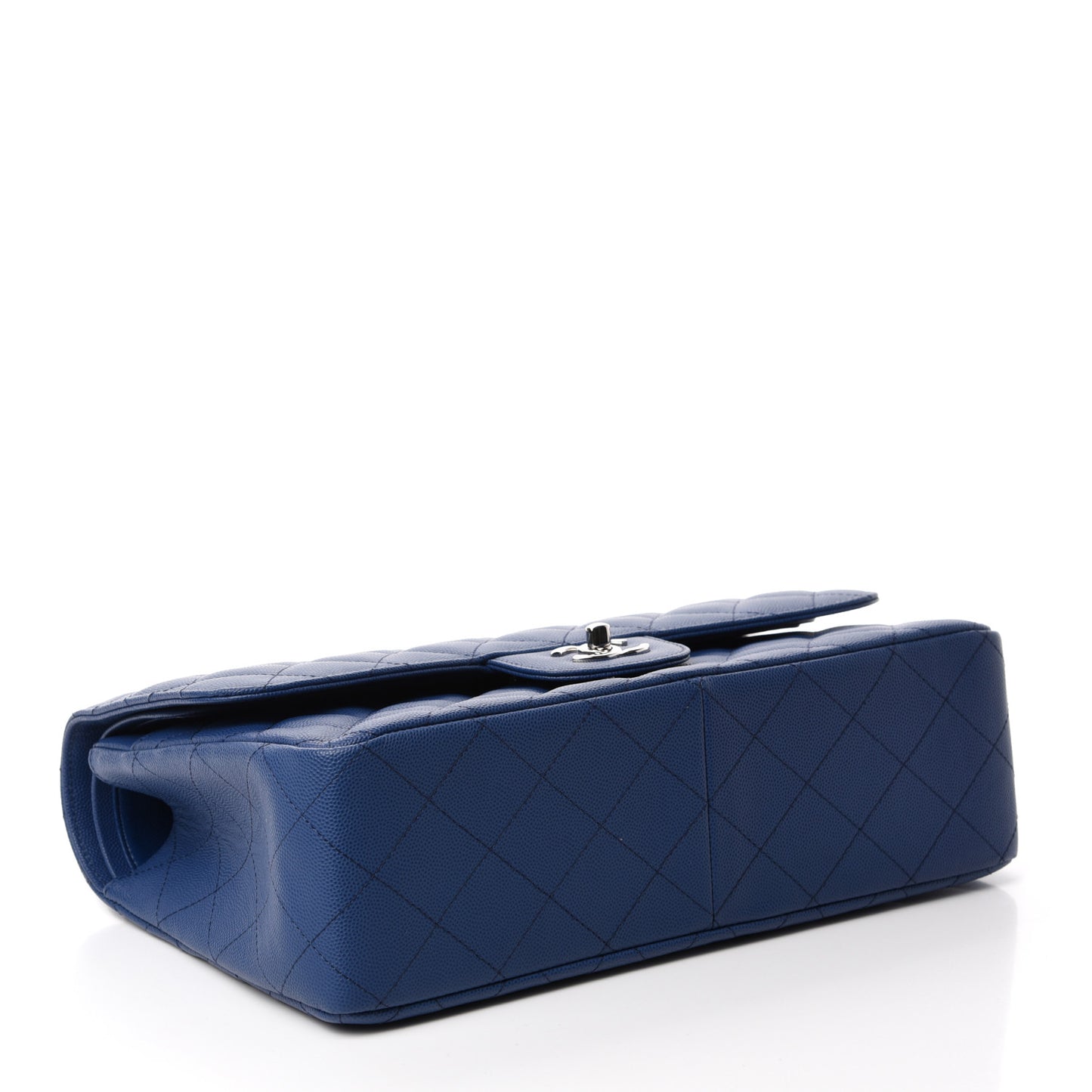 Caviar Quilted Jumbo Double Flap Blue