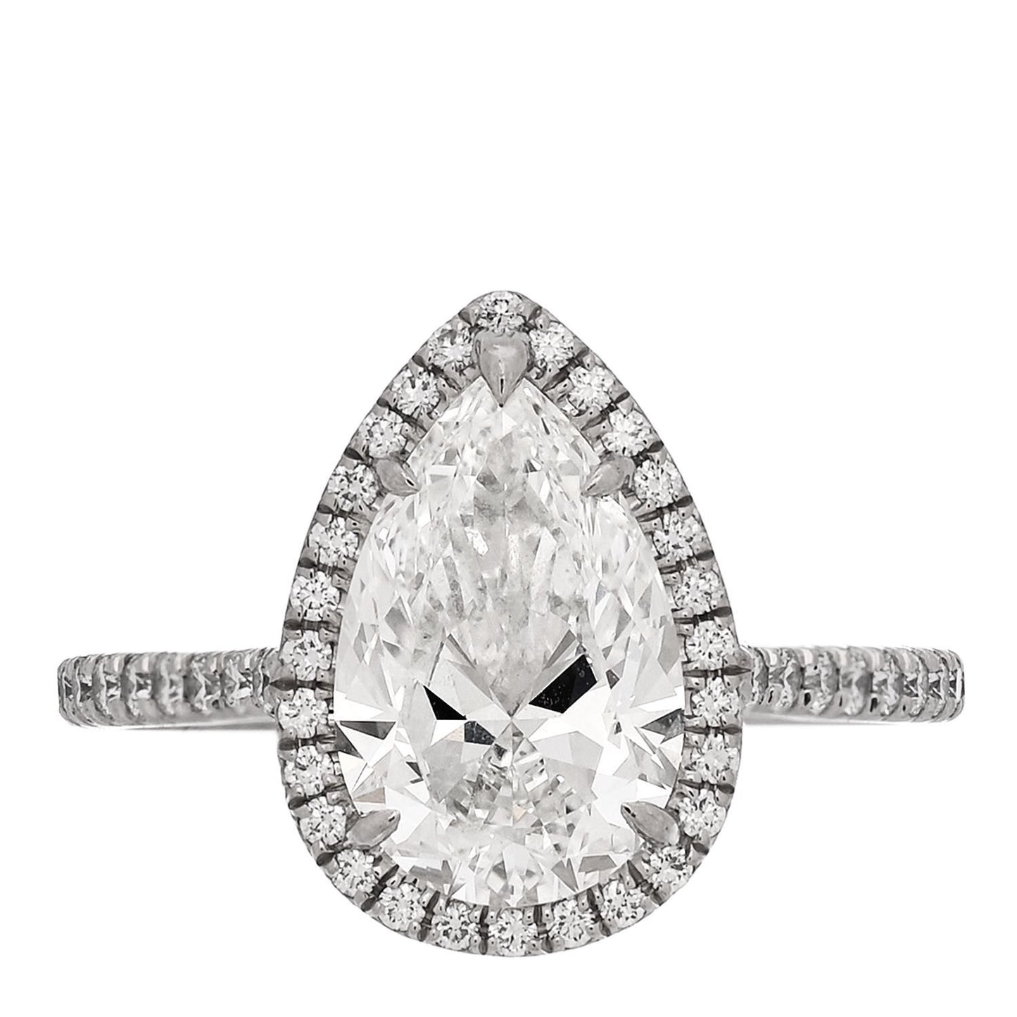 Platinum Diamond 2.04ct Soleste Pear Cut Ring 52 6