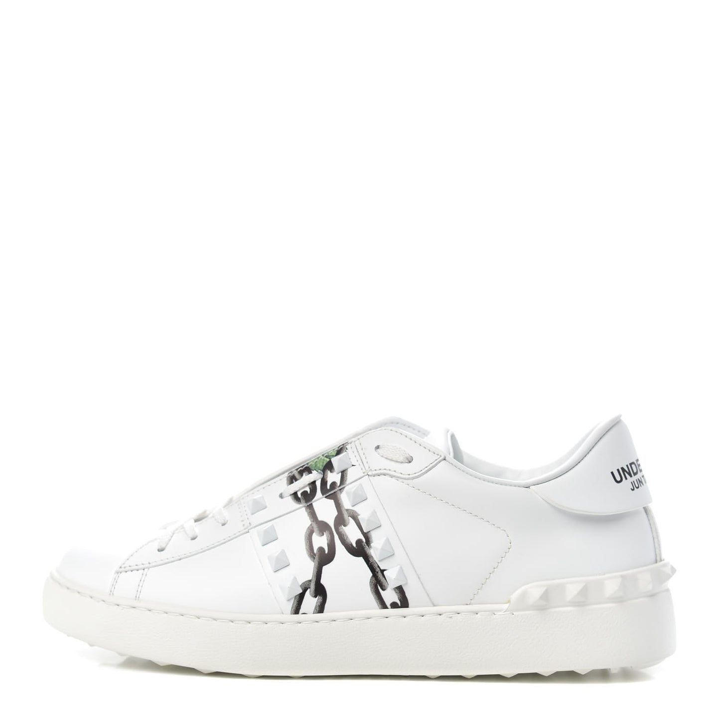 X UNDERCOVER Calfskin Womens Untitled Rockstud Open Sneakers 41 White