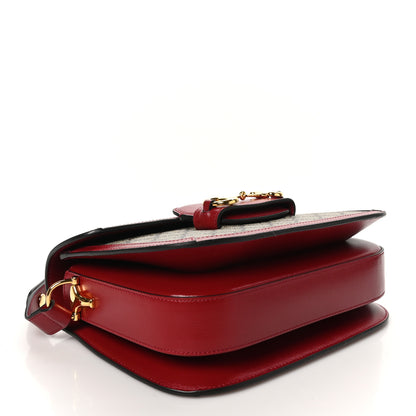 Gucci GG Supreme Monogram Azalea Calfskin Horsebit 1955 Shoulder Bag Beige Ebony New Cherry Red 4 of 10