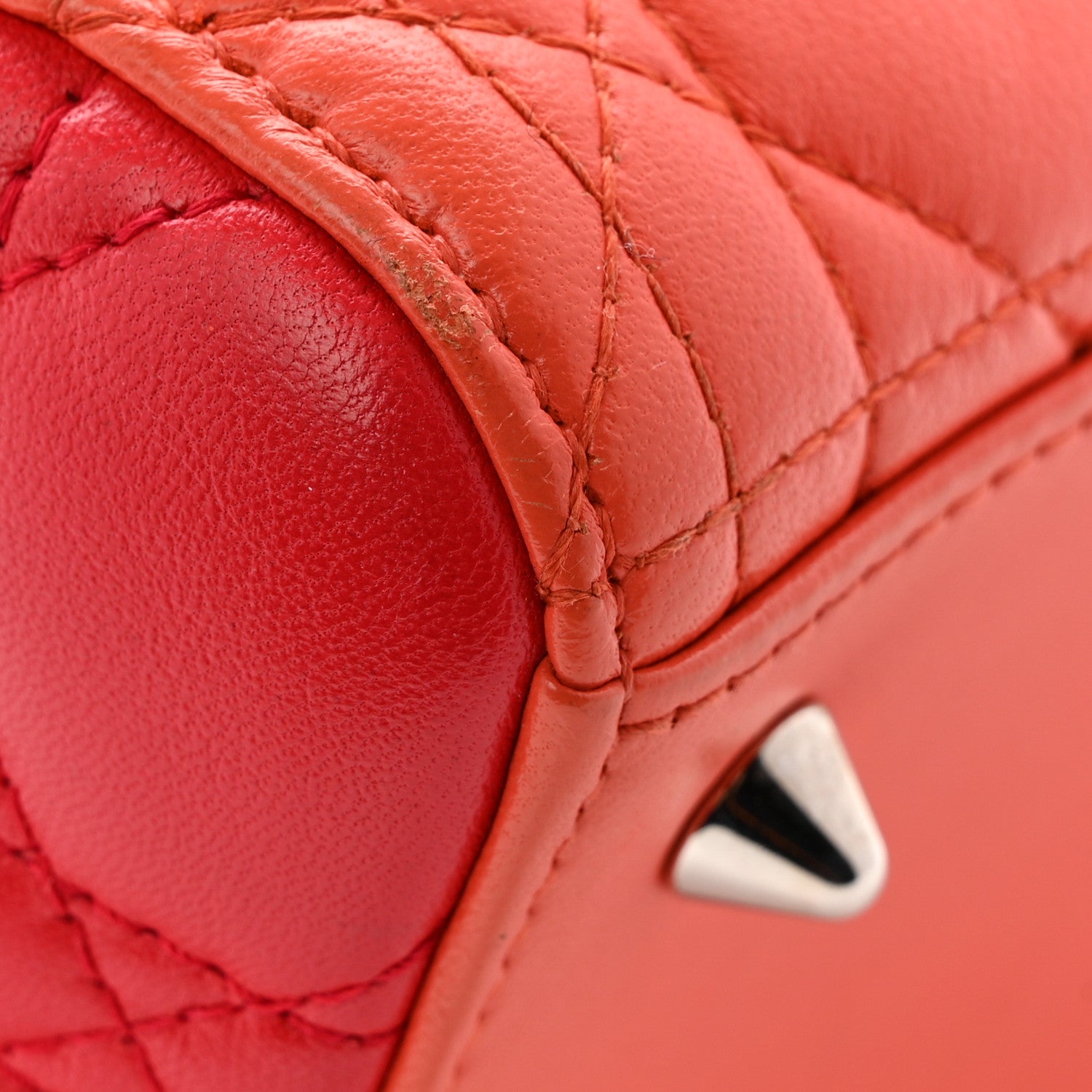 Christian Dior Lambskin Cannage Medium Bi-Color Lady Dior Orange Fuchsia 13 of 14