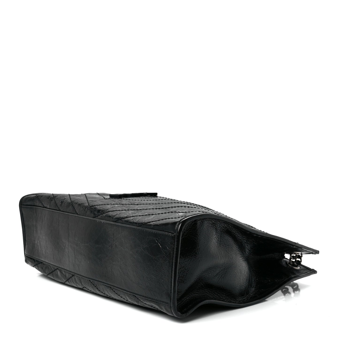 Crinkled Calfskin Matelasse Monogram Niki Shoulder Bag Black