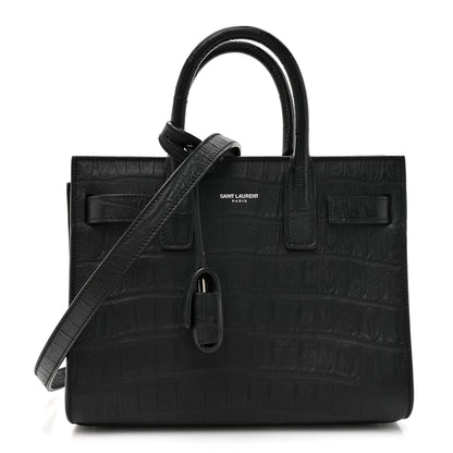 Saint Laurent Calfskin Crocodile Embossed Nano Sac De Jour Black 1 of 13