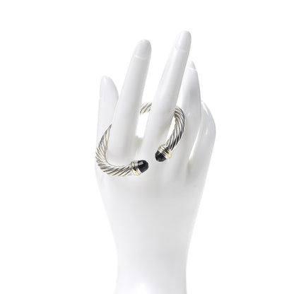 David Yurman Sterling Silver 14K Yellow Gold Black Onyx 7mm Cable Classics Bracelet 2 of 5