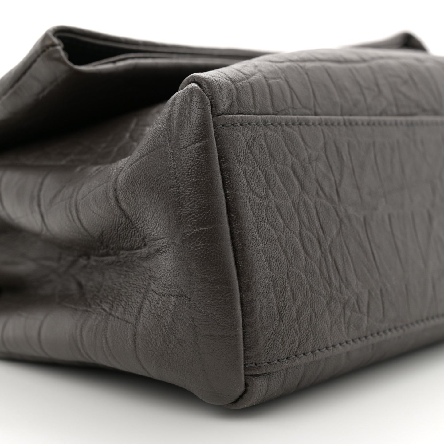 Calfskin Crocodile Embossed West Hollywood Monogram Fold-Over Dark Brown