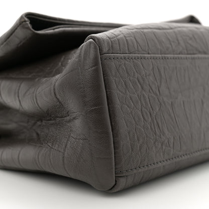 Saint Laurent Calfskin Crocodile Embossed West Hollywood Monogram Fold-Over Dark Brown 9 of 11
