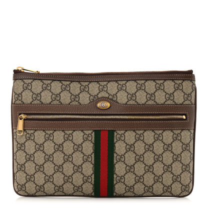 Gucci GG Supreme Monogram Large Ophidia Pouch Clutch Brown 1 of 11