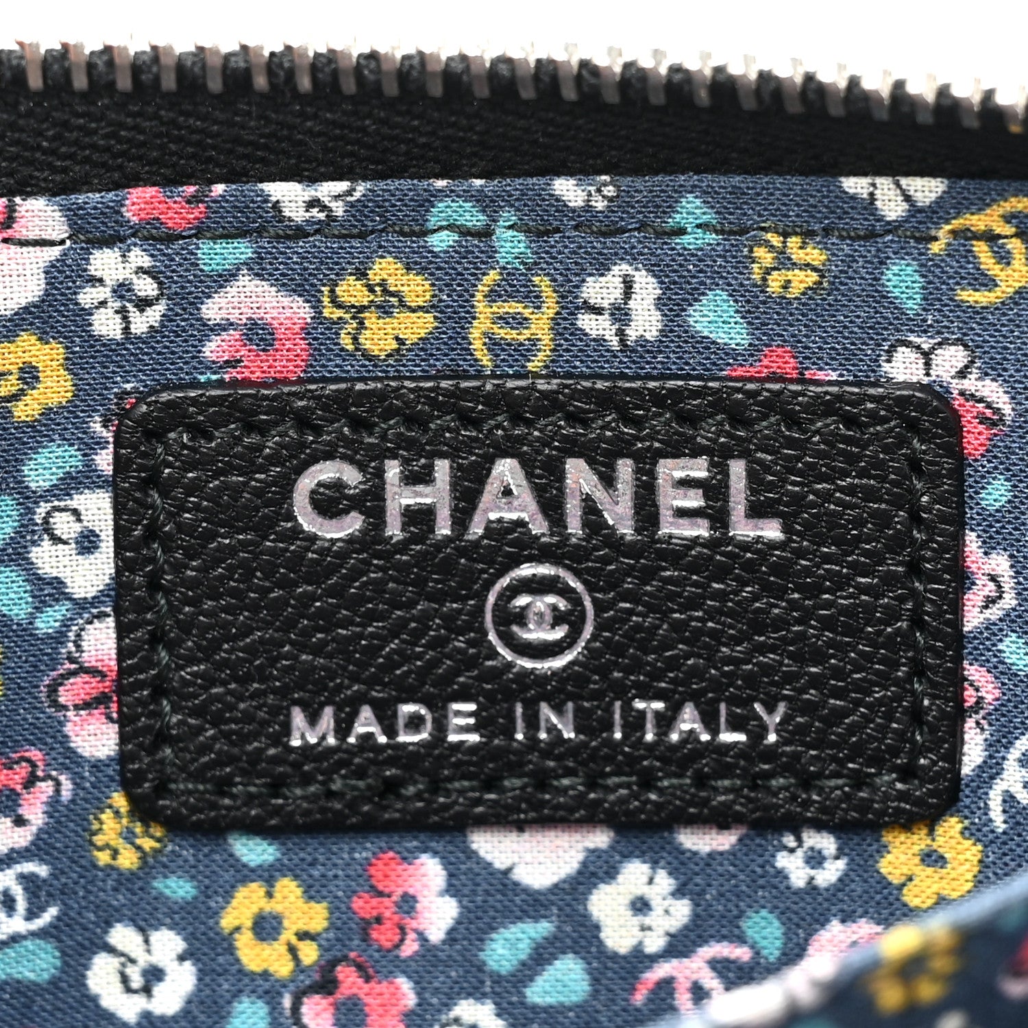 Chanel Goatskin Camellia Zip Coin Purse Black 9 of 12